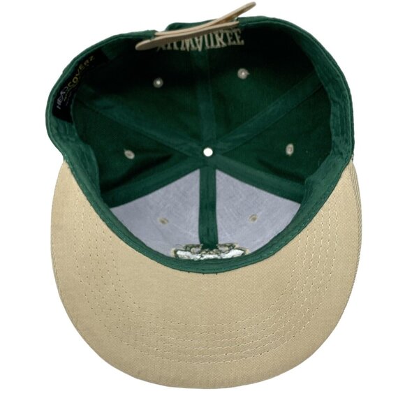 Milwaukee Bucks Basketball Snapback Embroidered Green Tan Cap Hat NBA Headcoverz - Picture 7 of 8